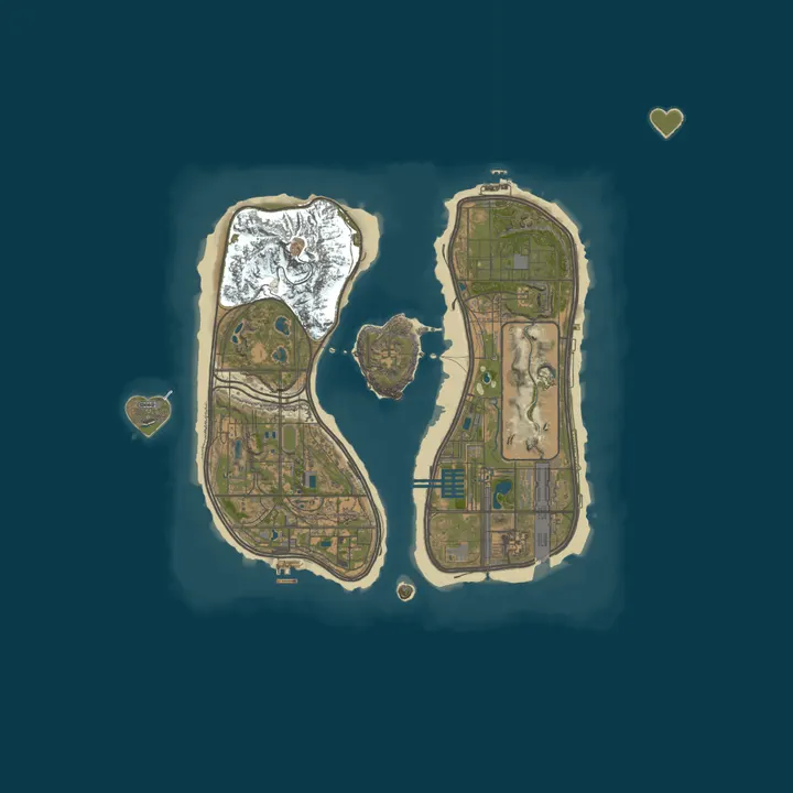 Map of Isle of Love | PvE RP | Jobs • Levels • Heists