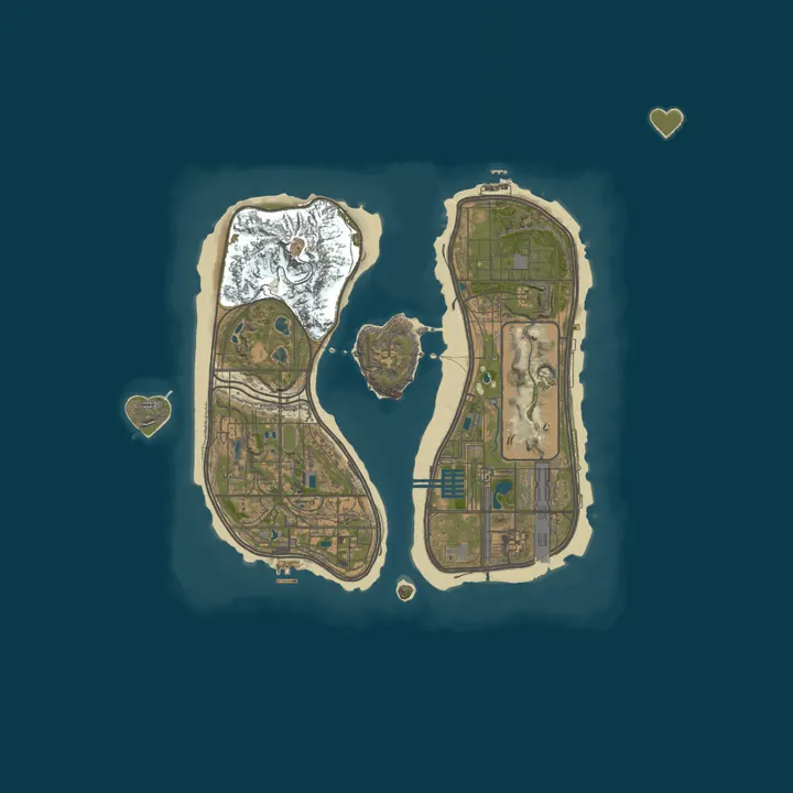 Map of Isle of Love | PvE RP | NoDecay | Kits |Jobs |Levels |Heists