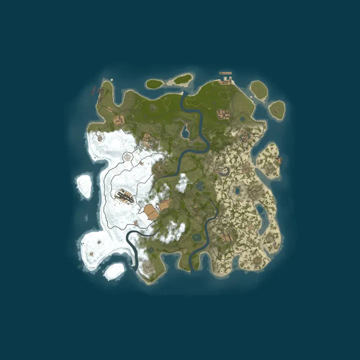 Map of [RU] Friendly Rust – Vanilla PvE | No PvP 1x1 Русский