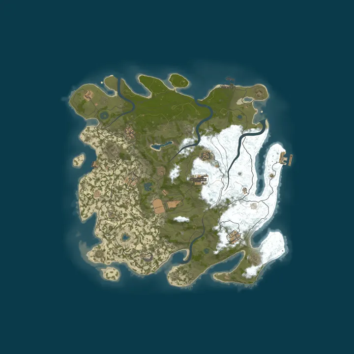 Map of Fields of Rust|PVE|Events|Raidable Bases|NPC's|Skill Tree
